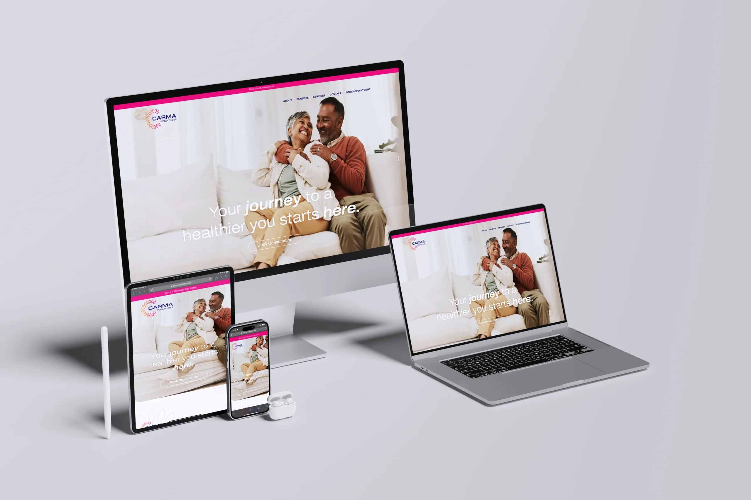Carma weight loss responsive landing page website design brxtn mktg