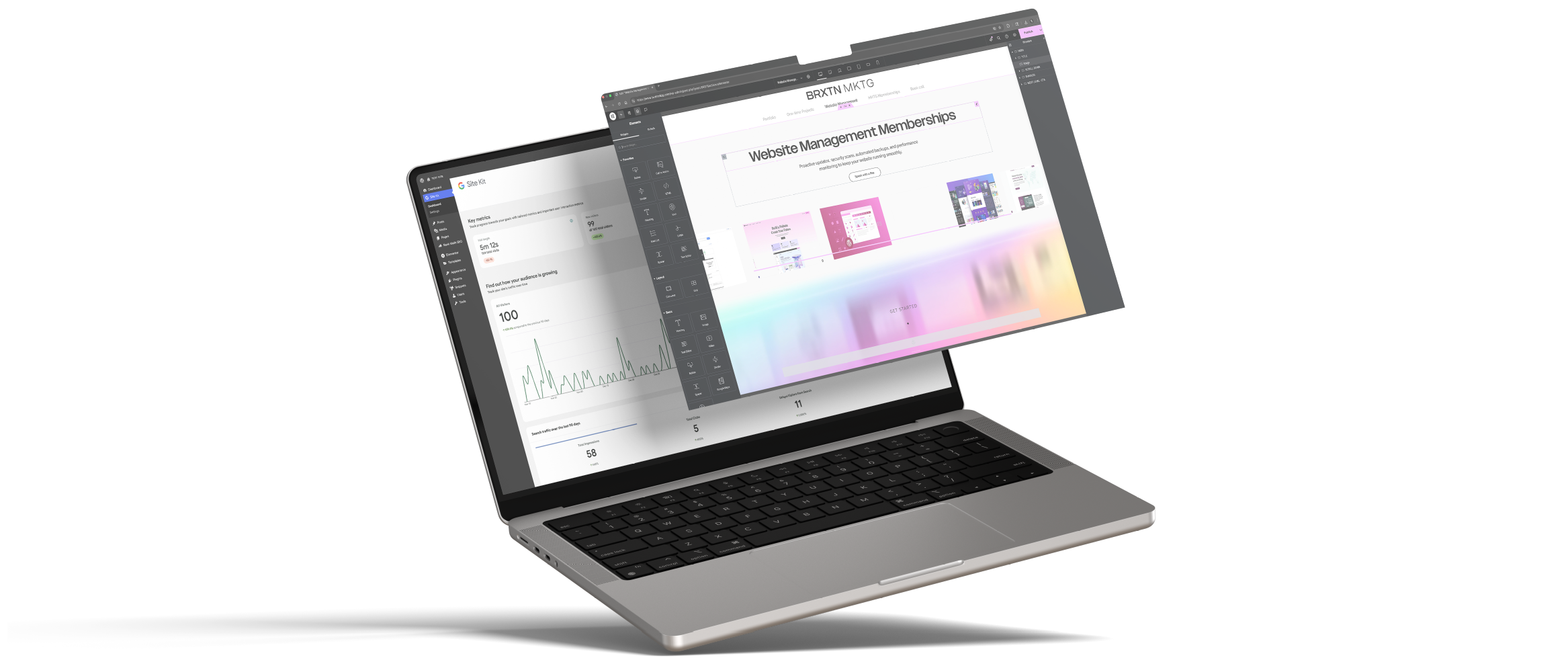 Web management laptop isolated brxtn mktg